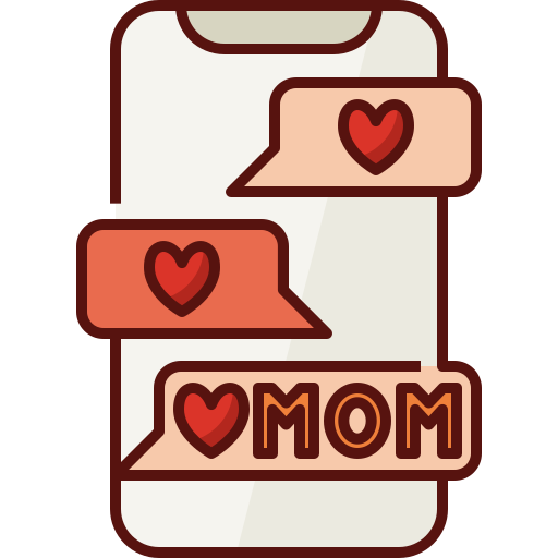Phone, mothers day, mother, mom, love, family, chat icon